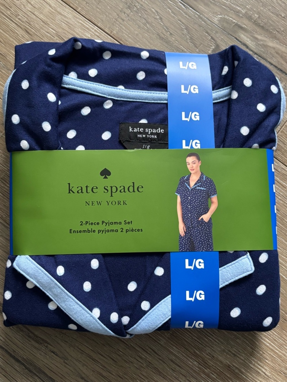 Kate Spade Navy Polka Dot Short-Sleeve Pajama Set NWT Large